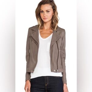 IRO Tara genuine leather moto jacket taupe brown size 34 $1250 retail